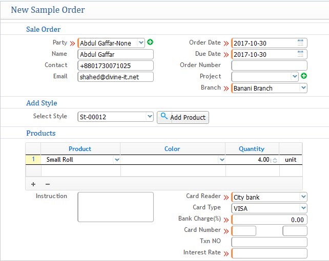 Add Sample Order